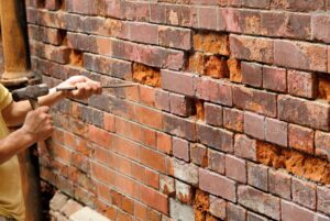 Damaged Bricks being repaired