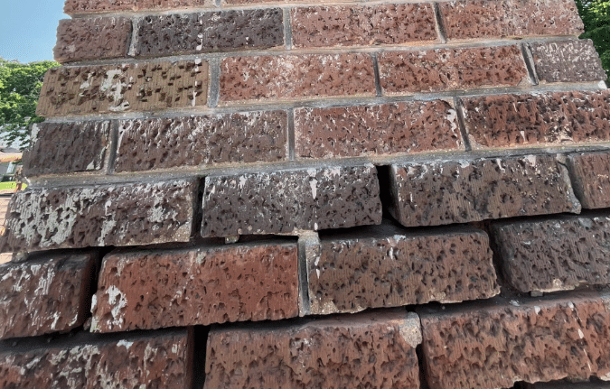chimney with missing mortar